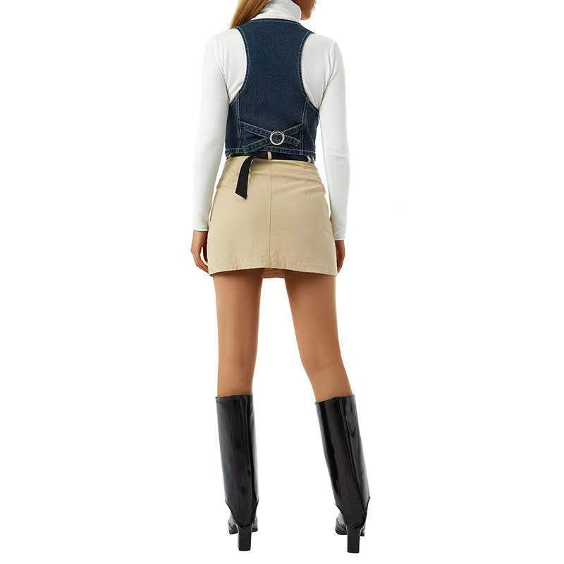 Damen Jeans-Weste mit praktischen Taschen und modischem Detail WW