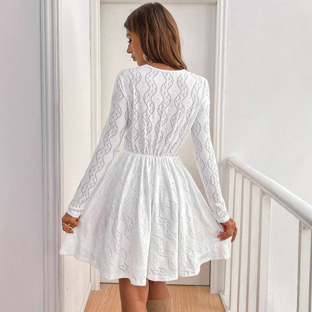 Damen Spitzenkleid mit langen Ärmeln WW