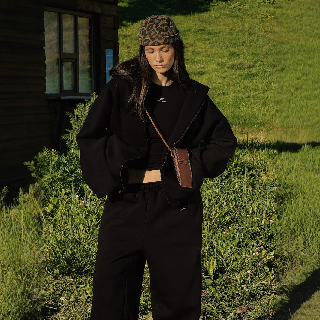 Damen lässige Fleece-Jacke mit hohem Kragen und großzügigen Taschen WW