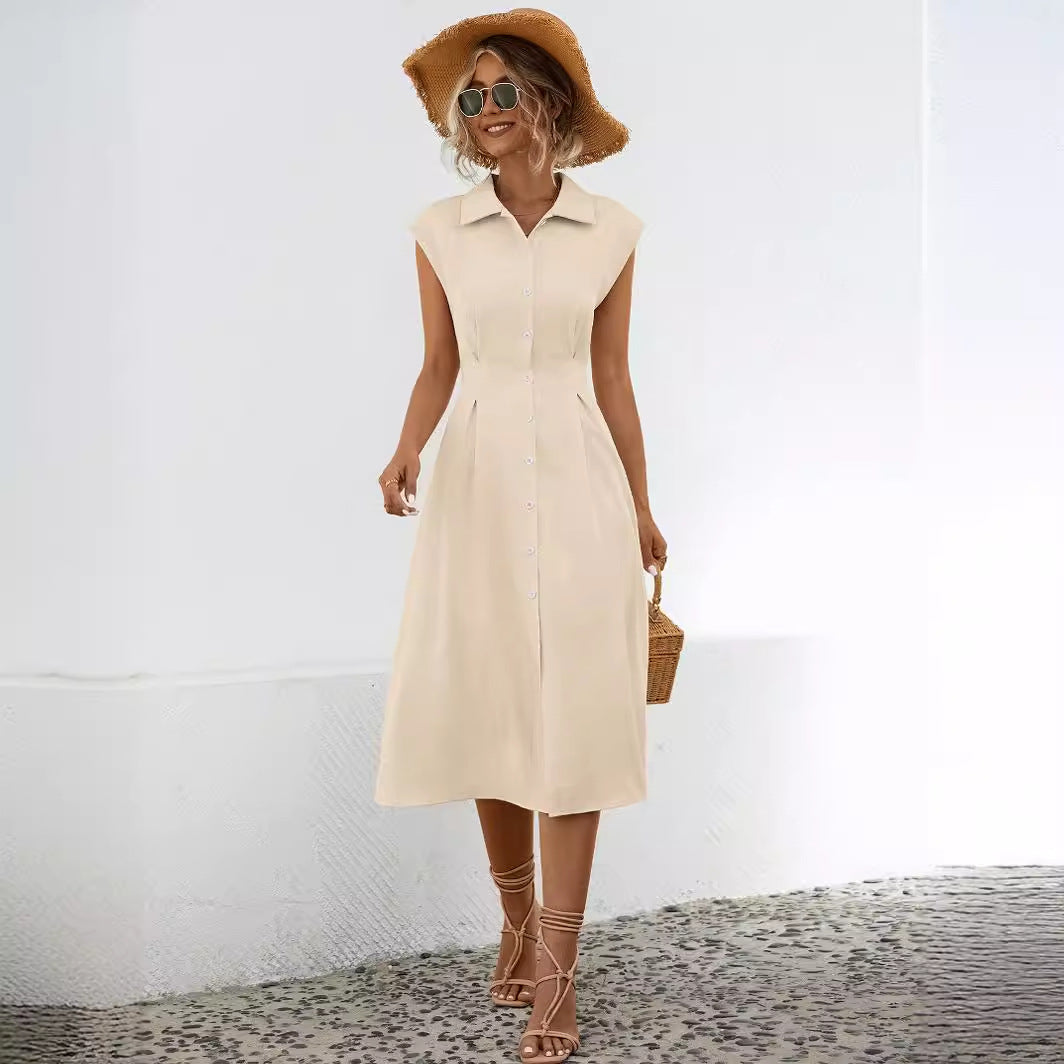 Damen Hemdblusenkleid mit schickem Kragen und tailliertem Design WW