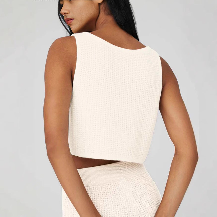 Damen lässiges Crop-Top und Shorts Set aus atmungsaktiver Baumwolle WW