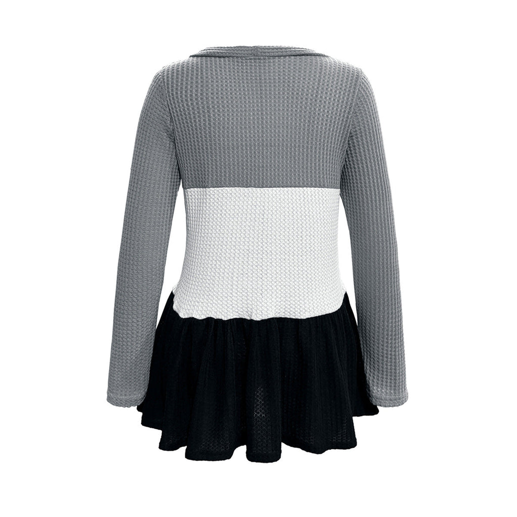 Damen Langarm Cardigan mit farbenfrohem Blockmuster und Knopf-Detail WW