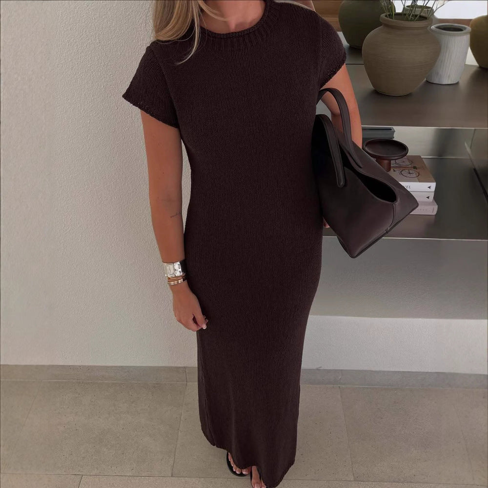 Damen Maxikleid mit strukturiertem Strickmuster und leichtem Gewicht WW