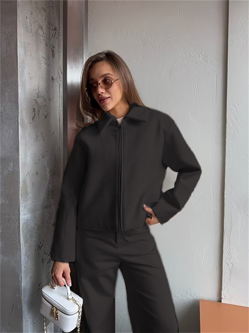 Damen elegante Zip-Jacke im minimalistischen Stil WW