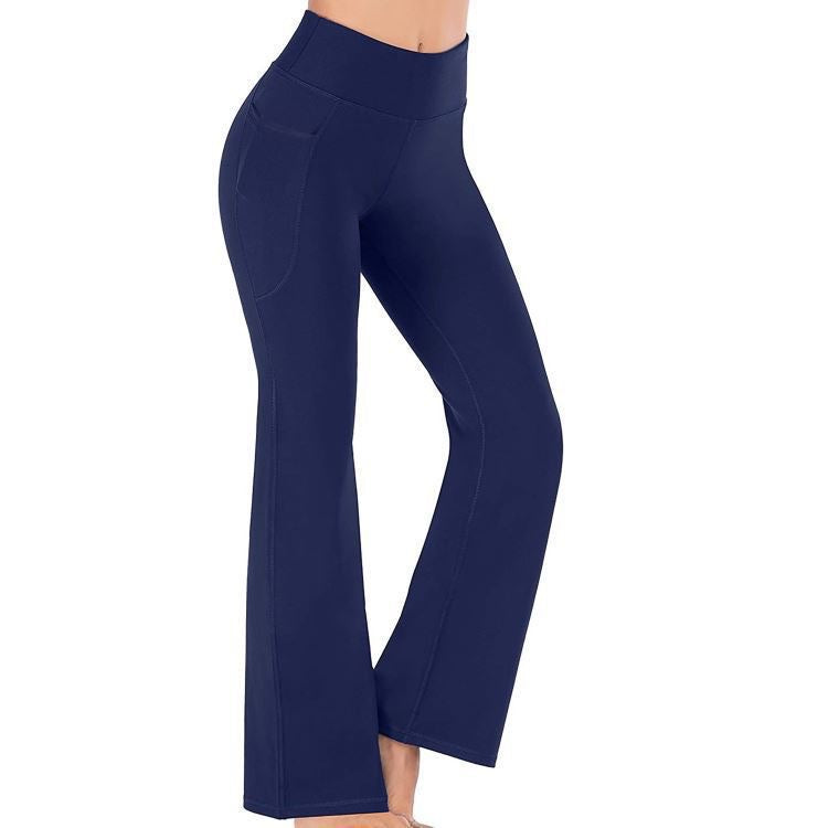 Damen Sportliche Bootcut-Leggings mit hohem Bund und Seitentaschen WW