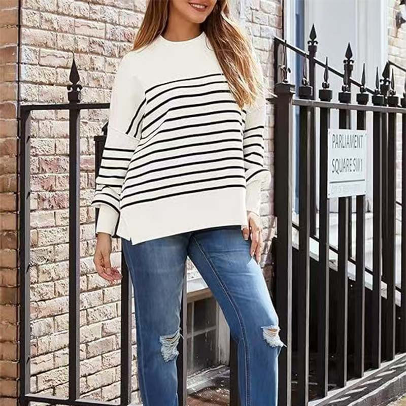 Damen gestreifter Sweatshirtpullover WW