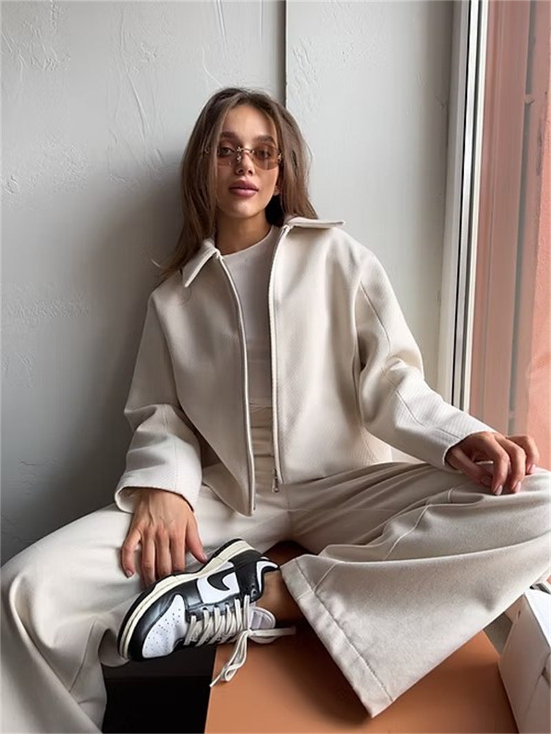 Damen elegante Zip-Jacke im minimalistischen Stil WW