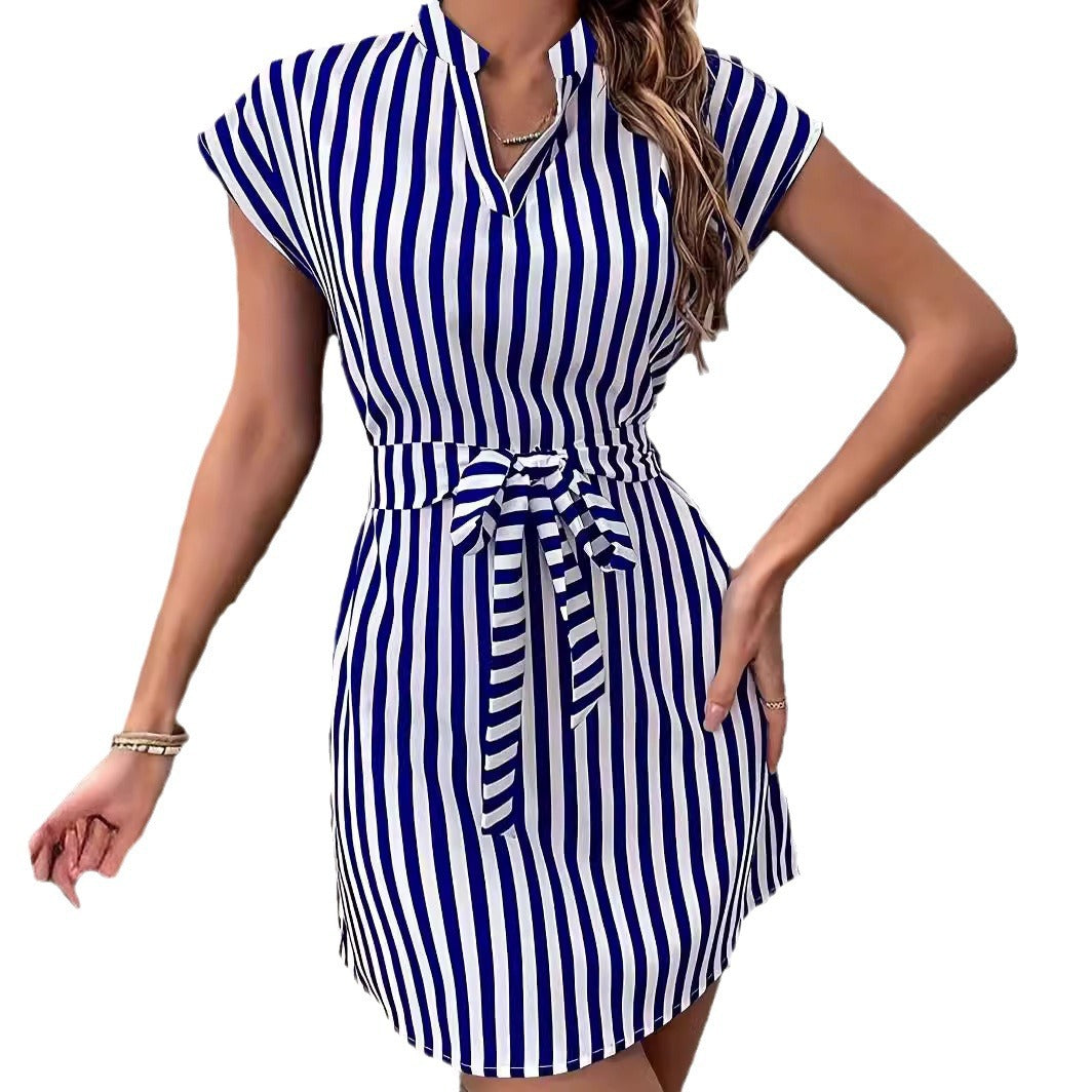 Damen Freizeit gestreiftes Hemdkleid WW