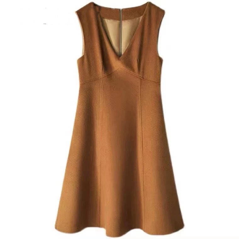 Damen A-Linien Midi Kleid mit V-Ausschnitt Design WW