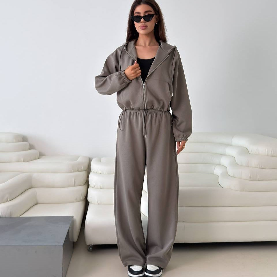 Damen lässige Kapuzenjacke mit hohem Kragen und Reißverschluss WW
