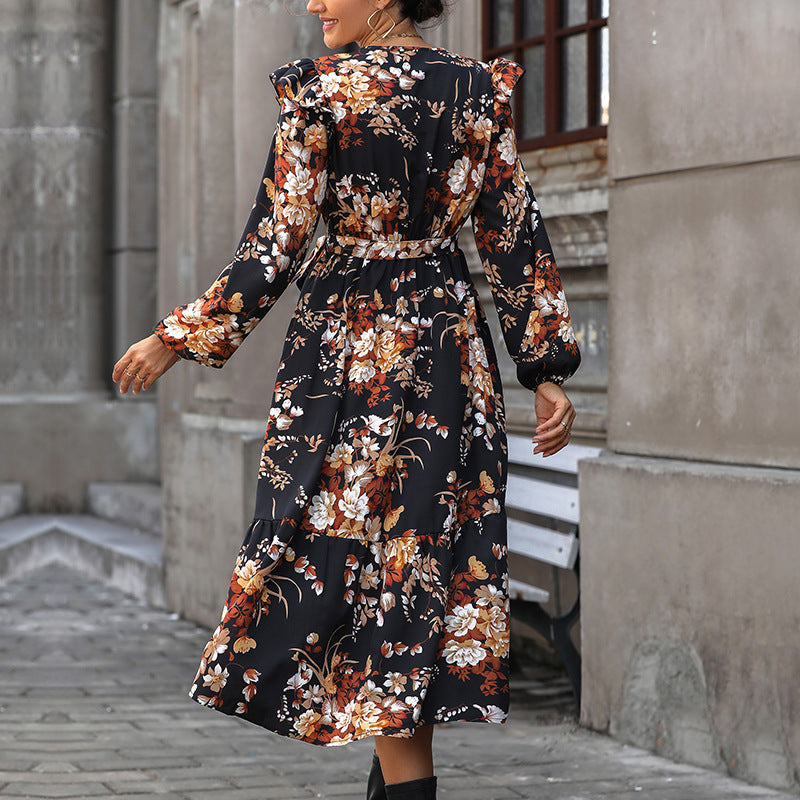 Damen Maxikleid mit raffinierten Rüschendetails und eleganter Taillierung WW