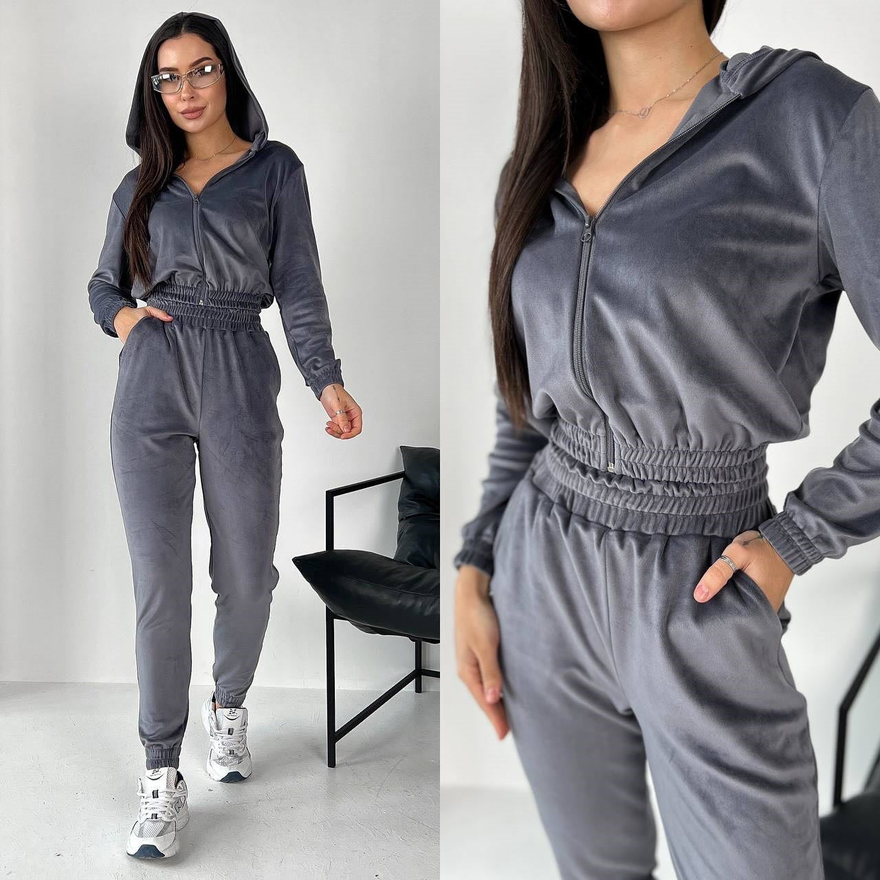 Damen Sportliches Fleece-Loungewear-Set mit Kapuze und tailliertem Schnitt WW