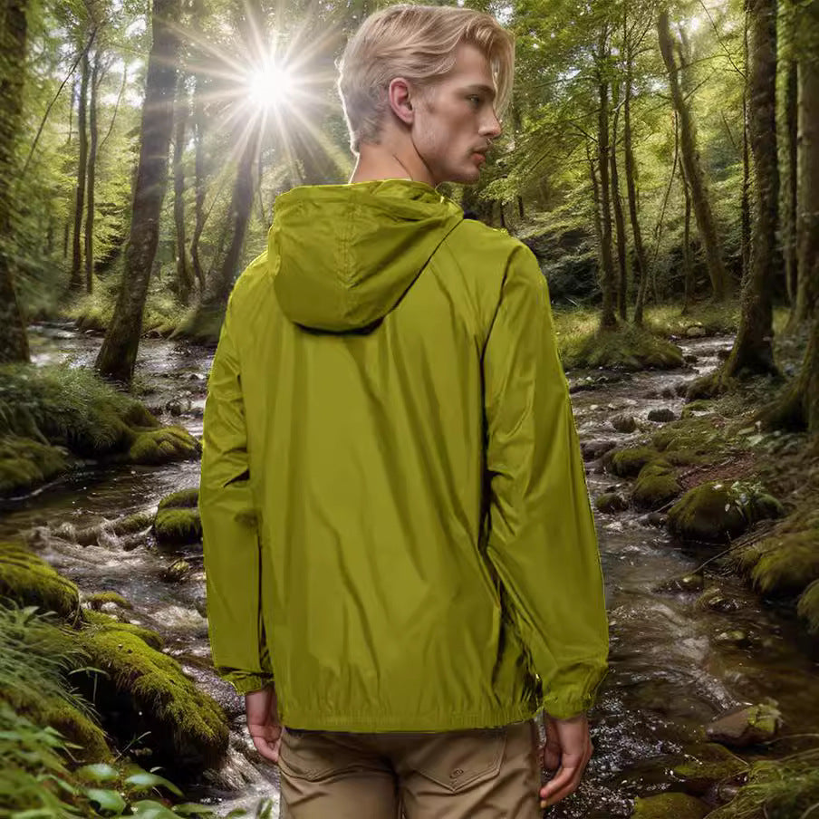 Herren leichte Outdoor-Jacke mit verstellbarem Kapuzenkragen und funktionalen Taschen WW