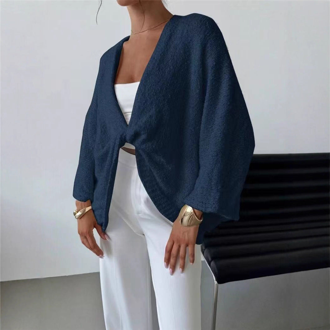 Damen luftige Strickjacke mit weitem Schnitt und eleganter Knopfleiste WW