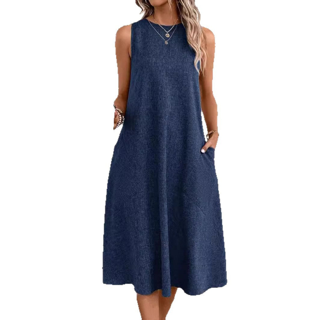 Damen lässiges Sommerkleid mit Taschen und bequemem Schnitt WW