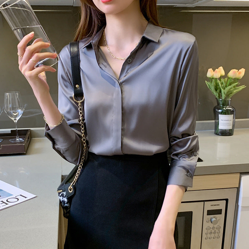 Damen Elegante und bequeme Bluse mit feinem Kragen WW