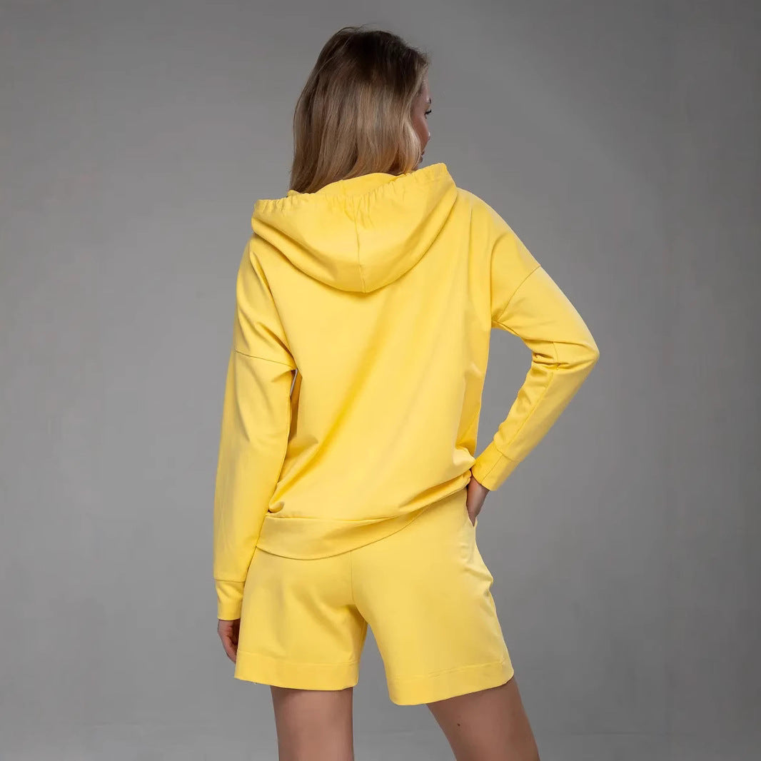 Damen lässiges Oversized Hoodie und Shorts Set WW