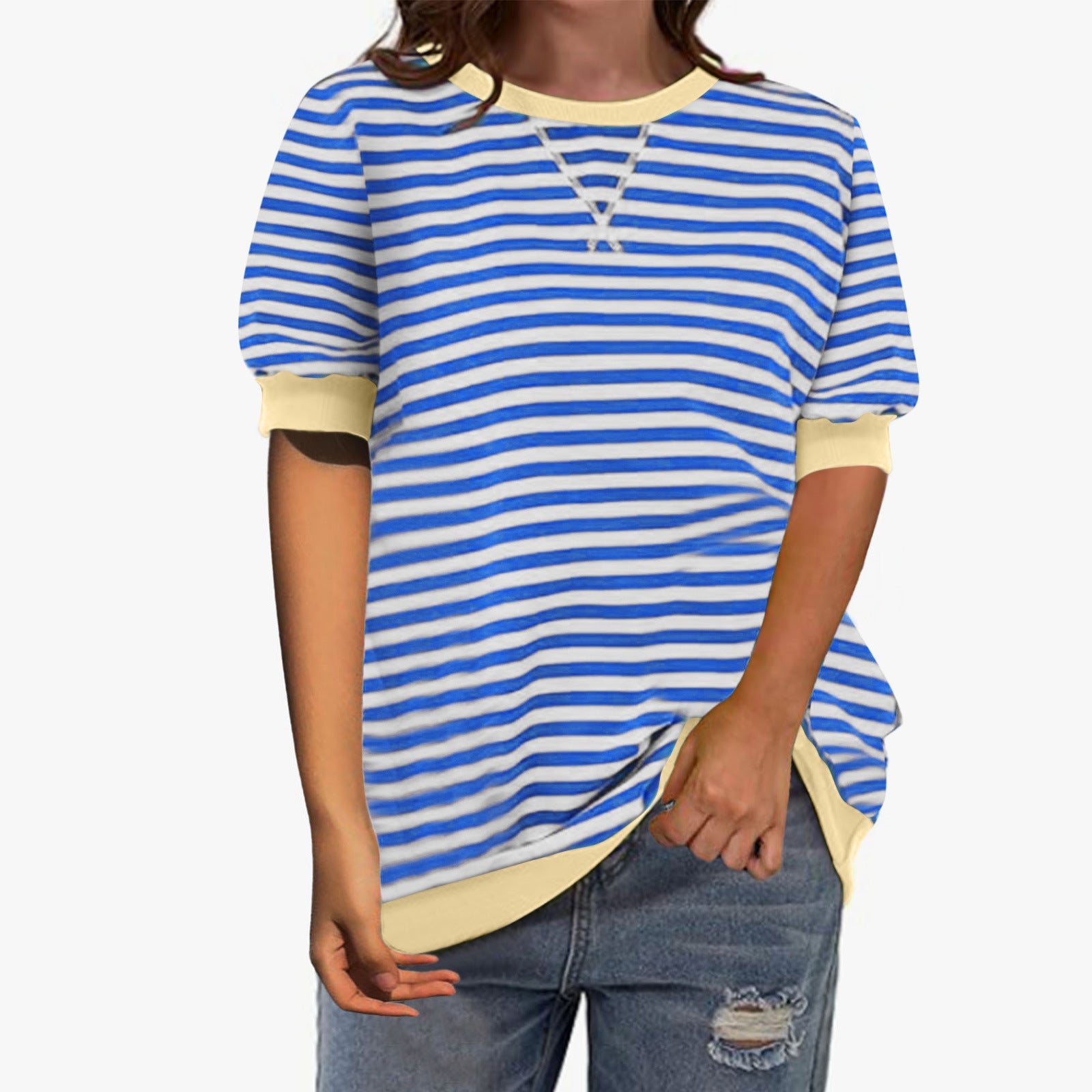 Damen Modisches Streifenshirt mit lässigem Schnitt WW