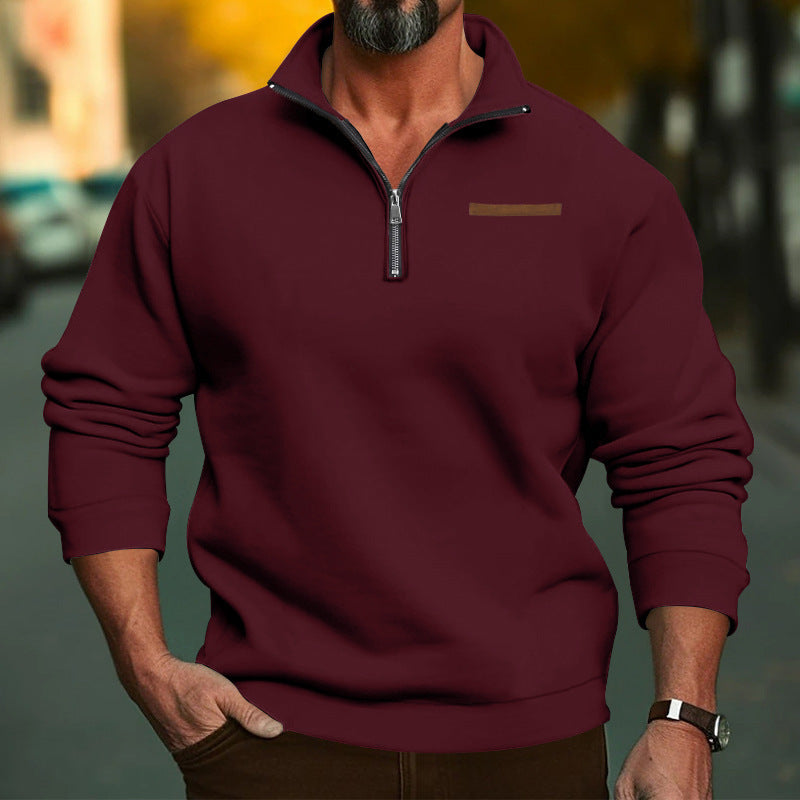 Herren sportlicher Pullover mit halbem Reißverschluss und hochwertigem Stoff WW