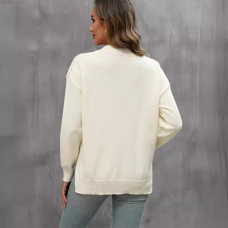Damen Strickpullover mit glitzerndem Lippen-Motiv WW