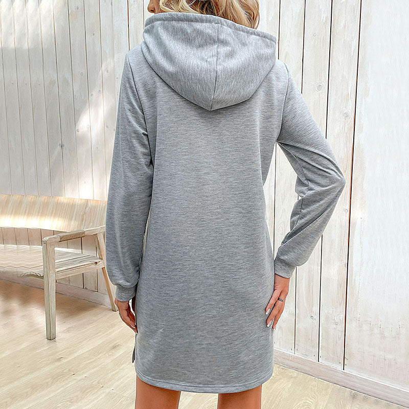 Damen Kapuzenkleid im lässigen Stil WW