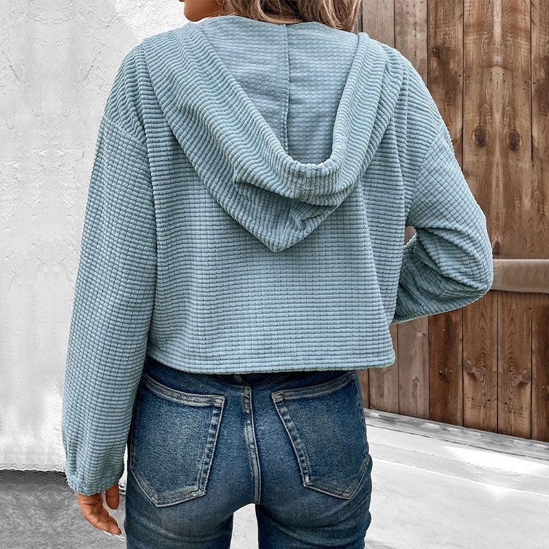 Damen Kapuzenjacke mit strukturiertem Waffelstrickdesign WW