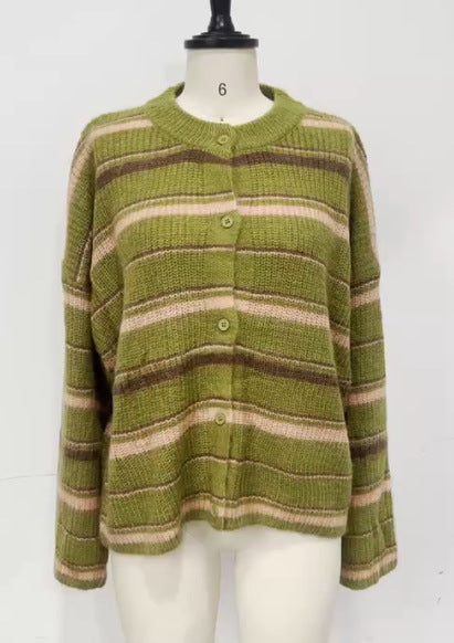 Damen Strickjacke mit häkelnden Streifen WW