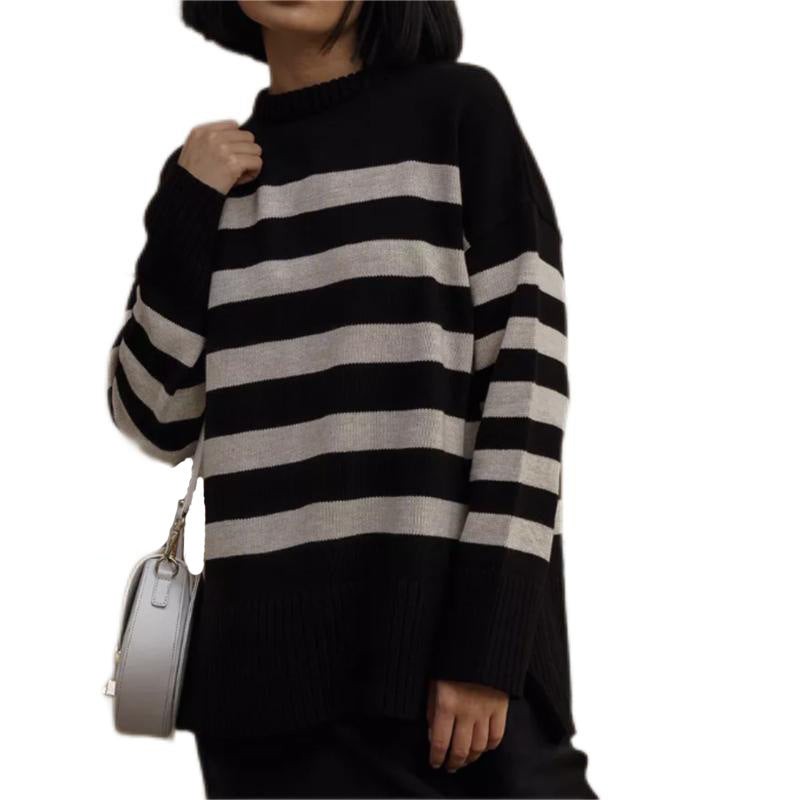 Damen Oversized Pullover mit Streifenmuster WW