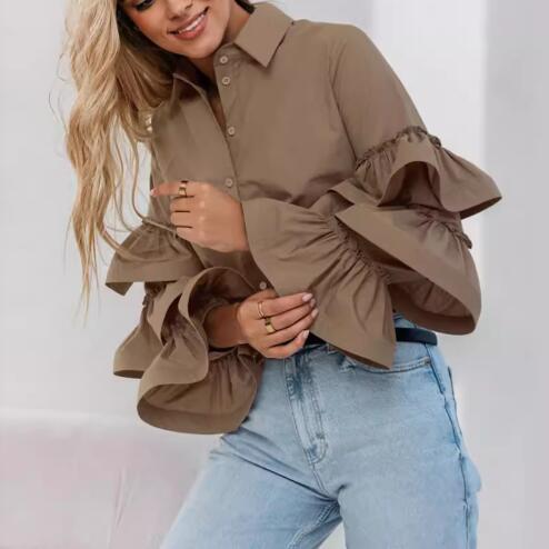 Damen Bluse mit voluminösen Rüschenärmeln WW