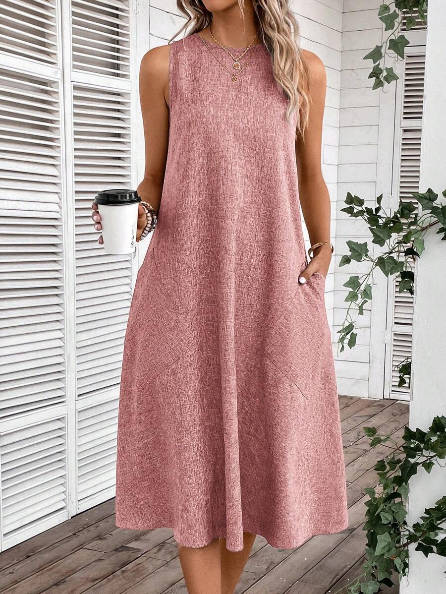 Damen lässiges Sommerkleid mit Taschen und bequemem Schnitt WW