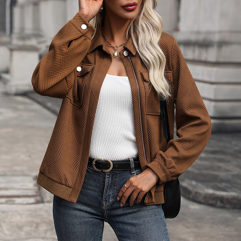 Damen moderner Utility-Jacke mit strukturiertem Obermaterial und praktischen Taschen WW