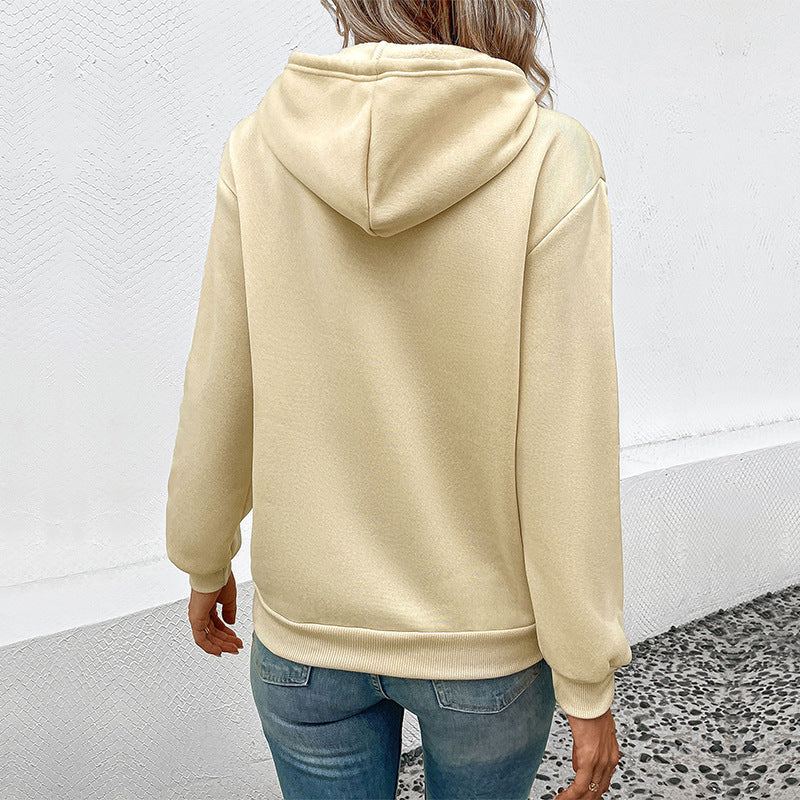 Damen Kapuzenpullover mit Herz- und EKG-Motiv WW