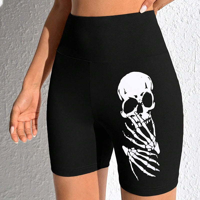 Damen Sportliche Radlerhose mit auffälligem Skelett-Print WW