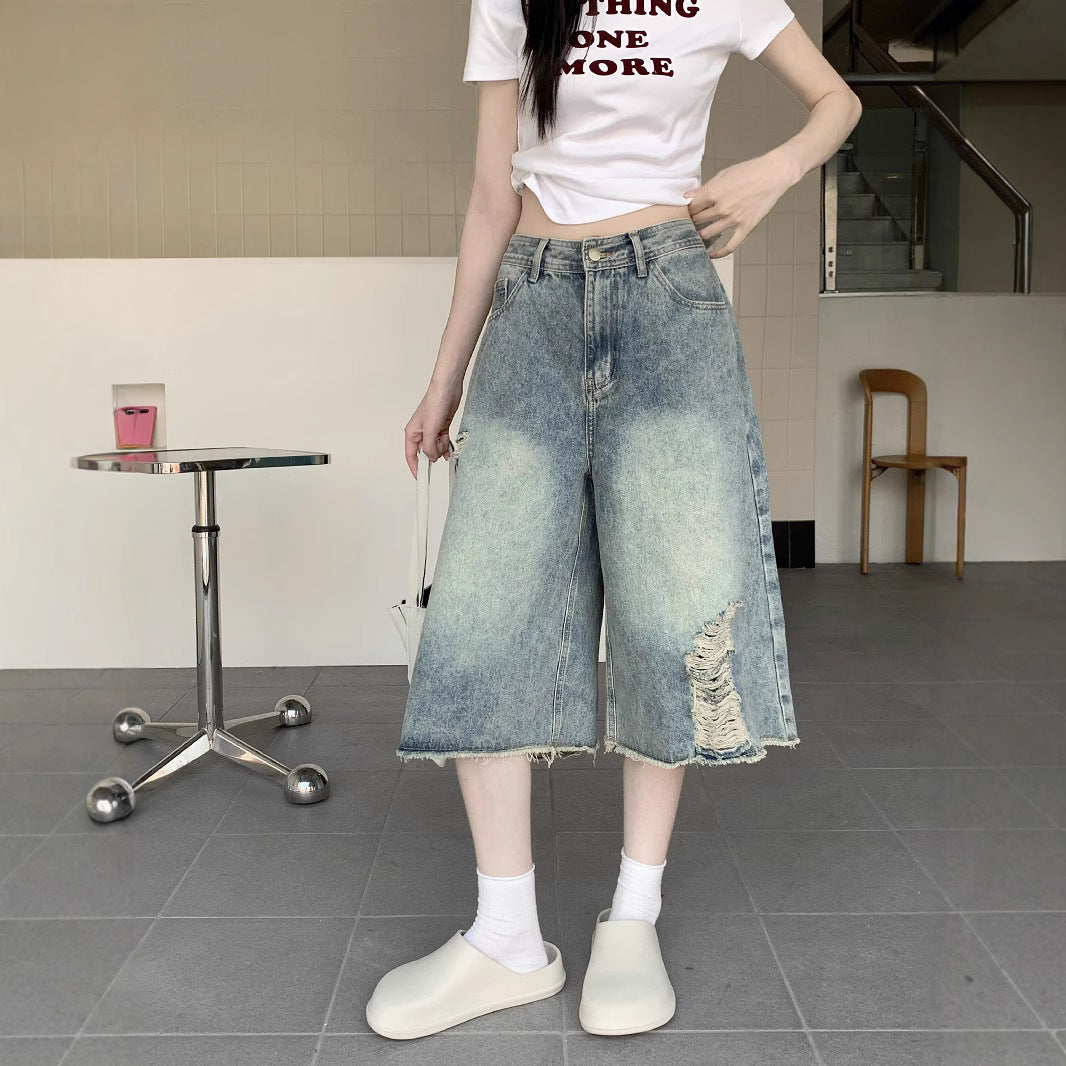 Damen Destroyed Jeans Shorts WW