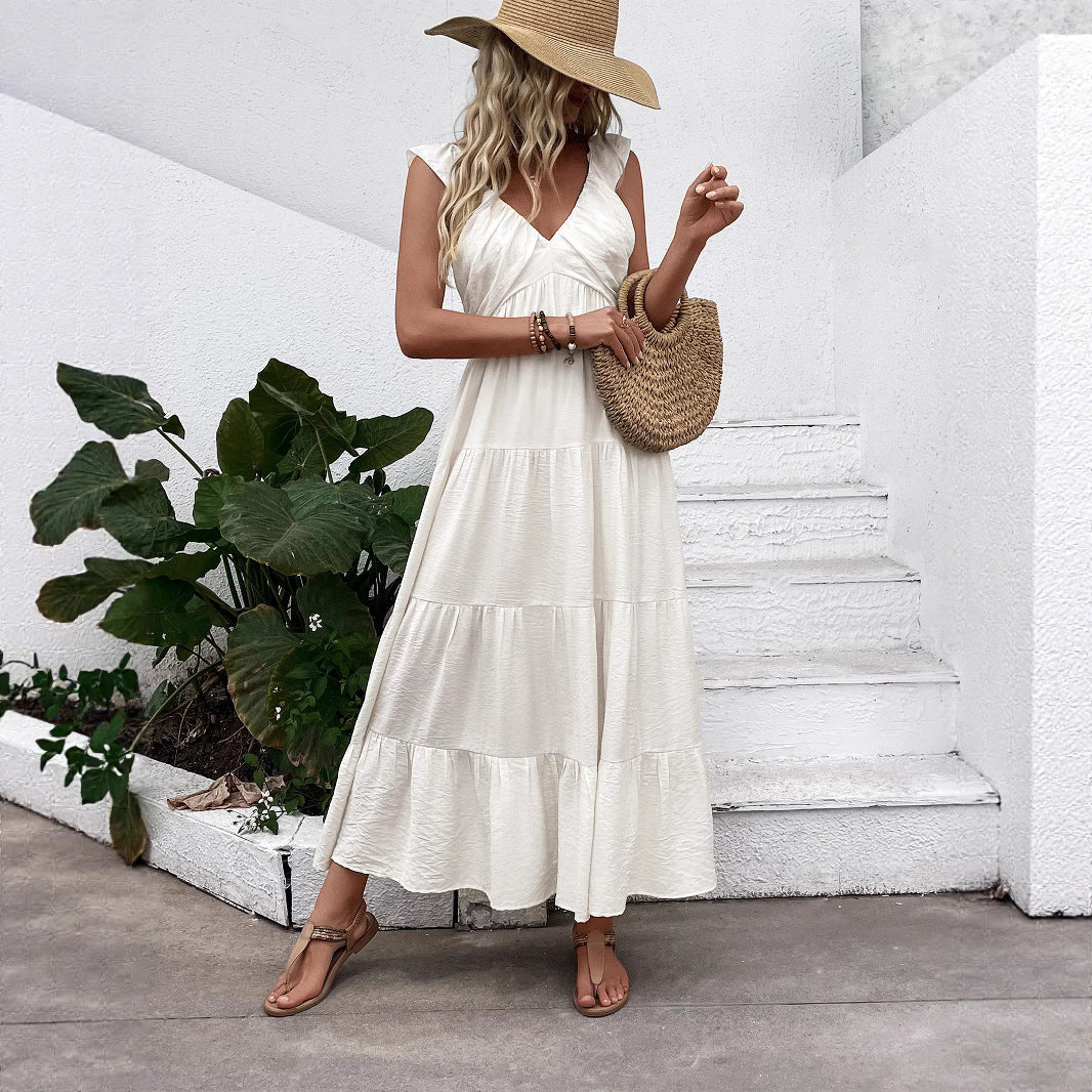 Damen Maxikleid mit raffinierten Rüschendetails und fließendem Schnitt WW