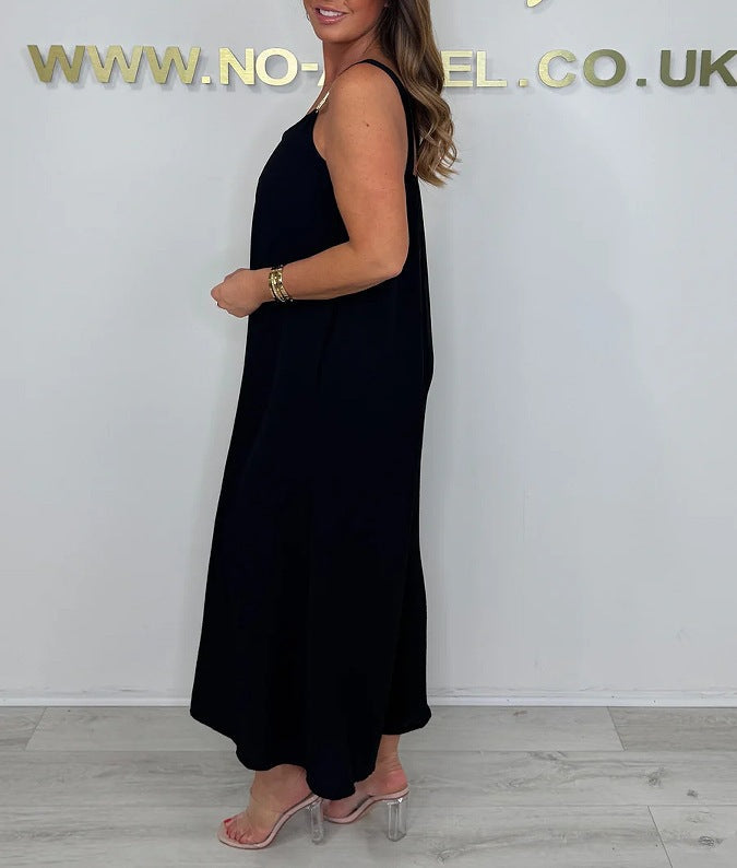 Damen Maxikleid mit elegantem Trägerdesign und seitlichem Schlitz WW