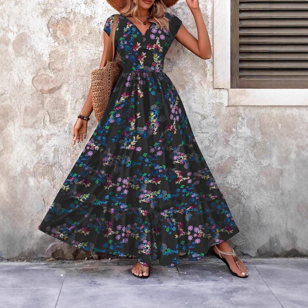 Damen Maxikleid mit verspieltem Paisleymuster und elastischem Bund WW