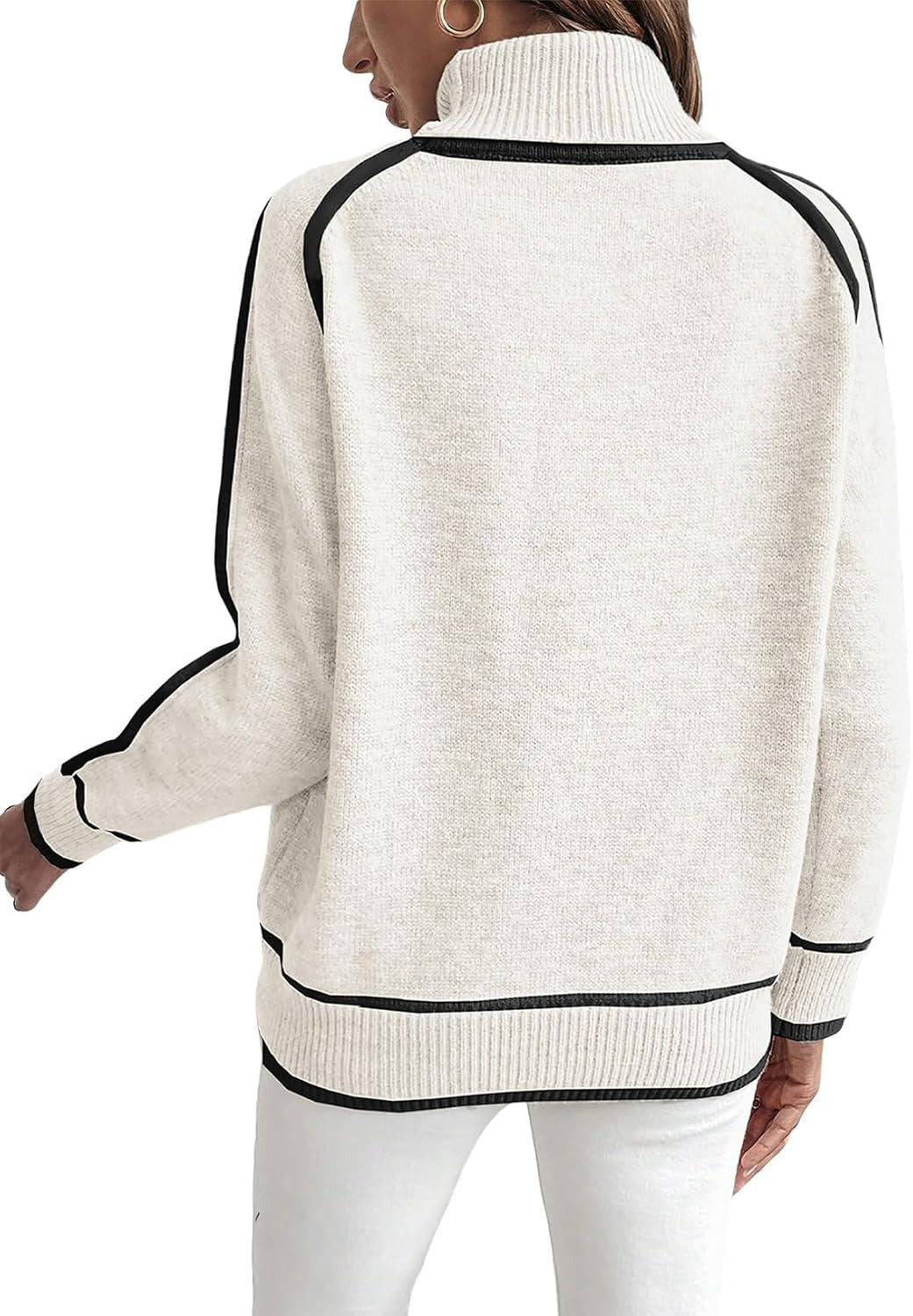 Damen Übergroße Strickpullover mit Stehkragen WW
