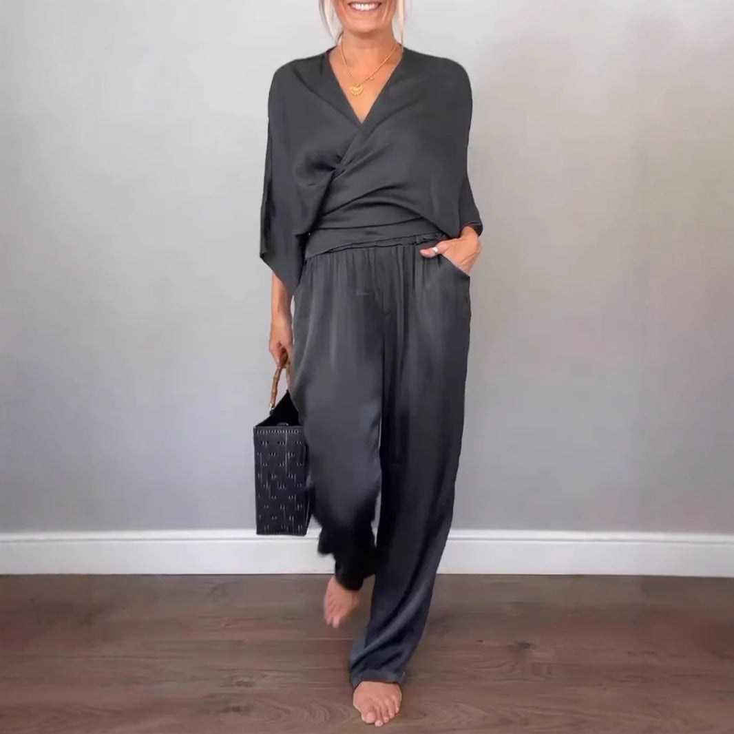 Damen Elegantes Weiches Stoff Lounge Set WW