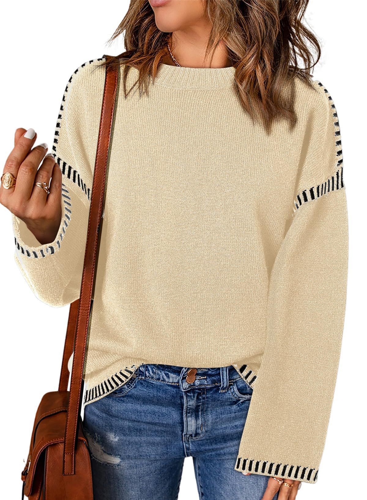 Damen lässiger Pullover mit strukturiertem Detail und seitlichem Schlitz WW