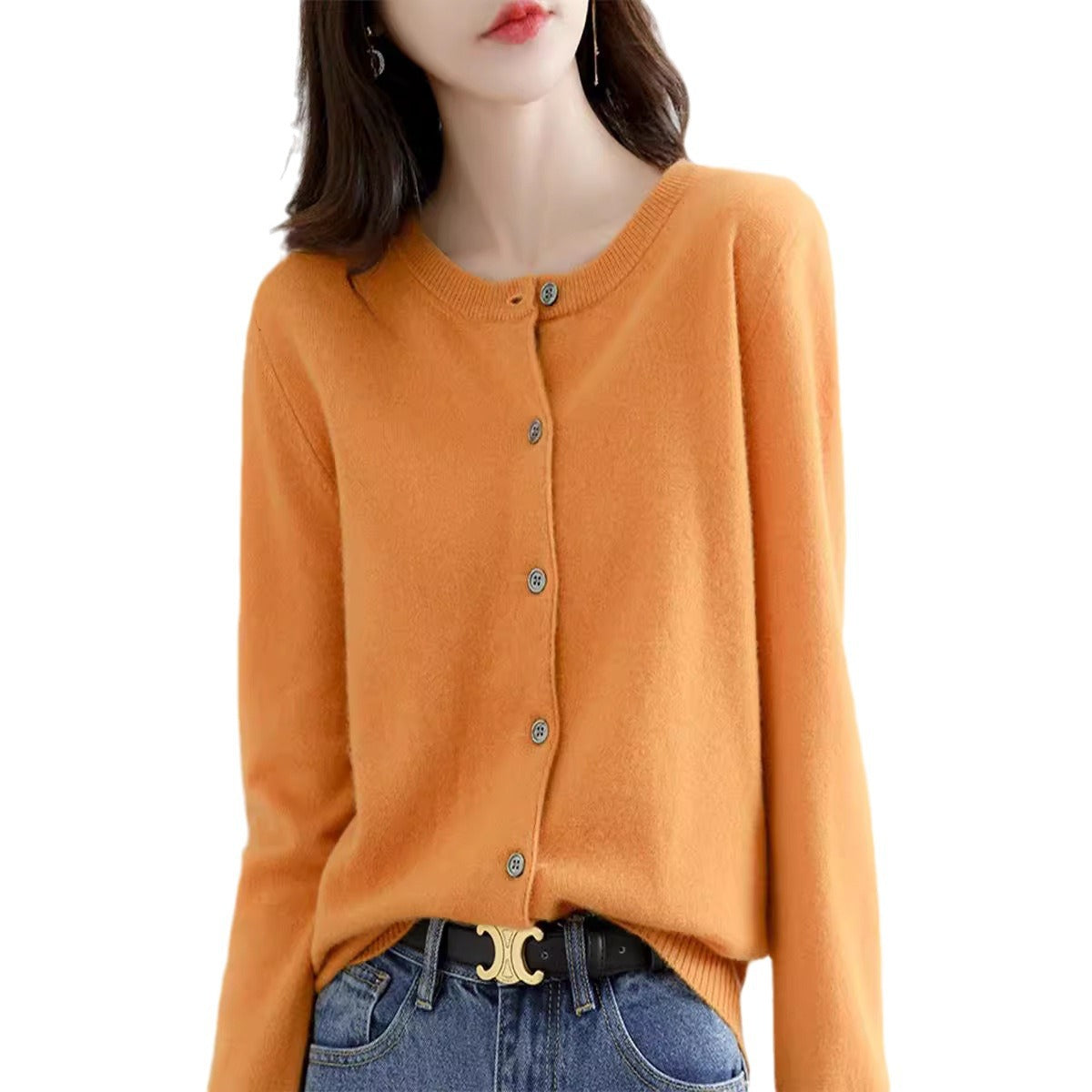 Damen Feinstrick Cardigan mit Knopfleiste und weichem Material WW
