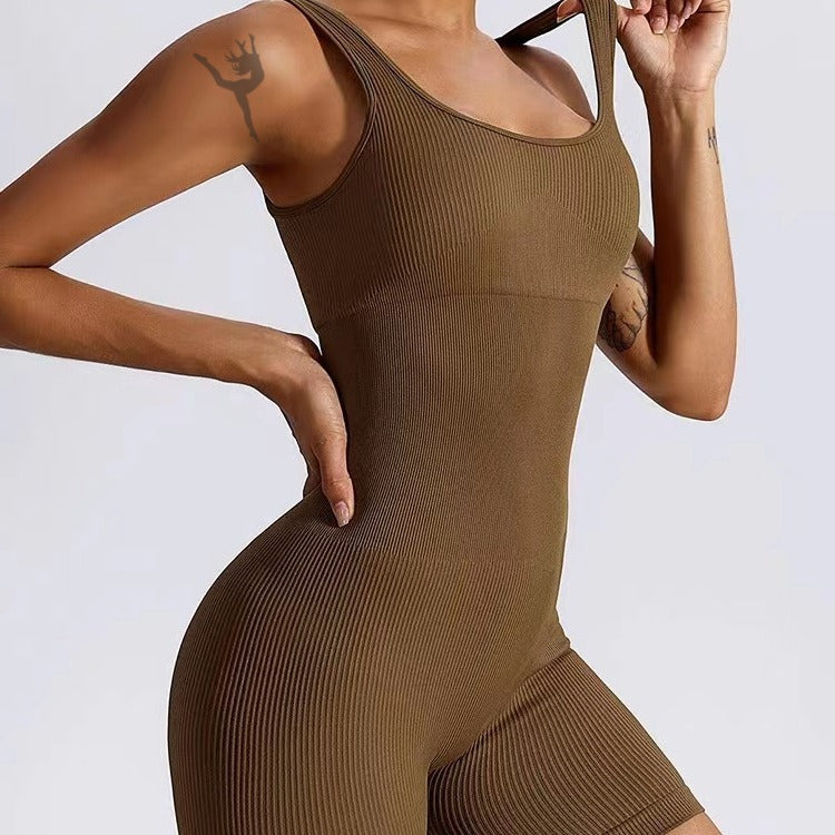 Damen Figurbetonter Sport-Bodysuit mit Rippstruktur WW