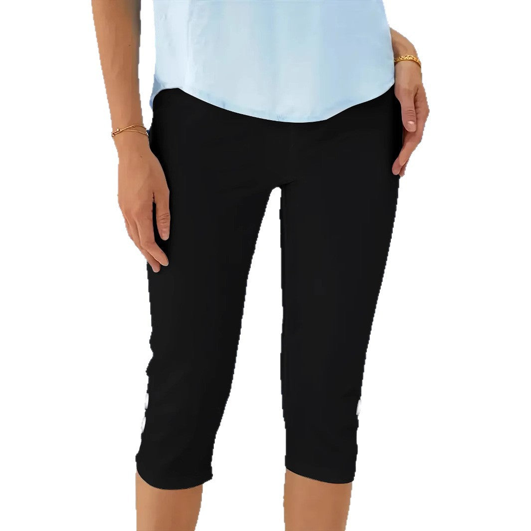 Damen Capri-Hose mit modischen Knopfdetails WW