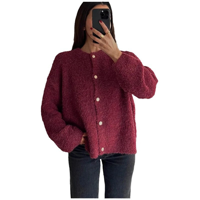 Damen Fluffiger Boucle-Pullover WW