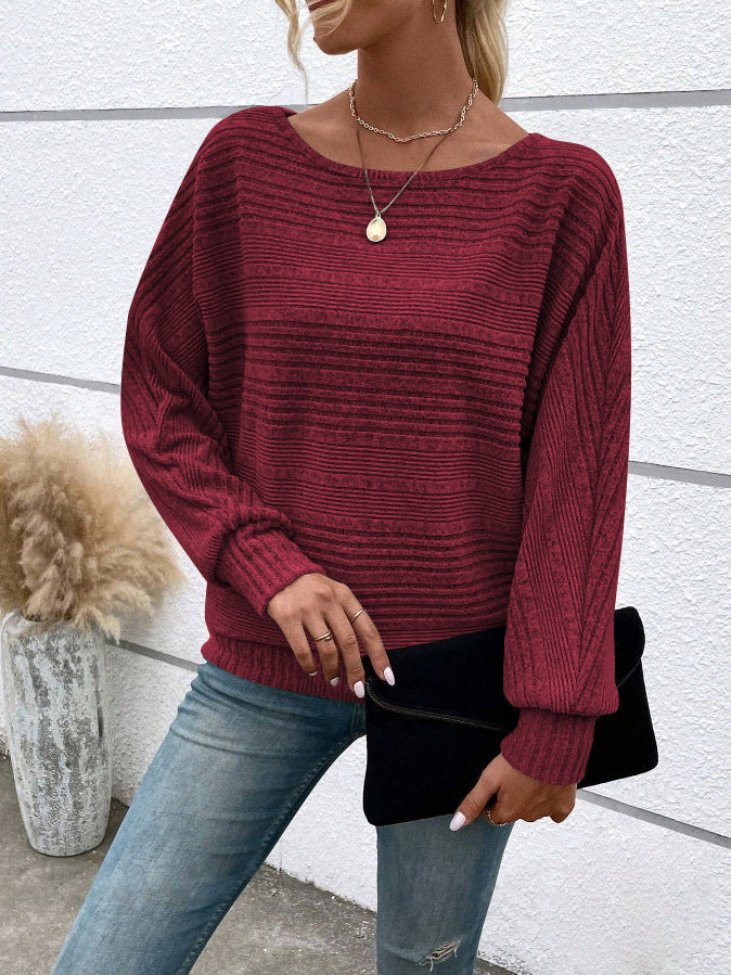 Frauen Stilvoll Strick Batwing Pullover WW