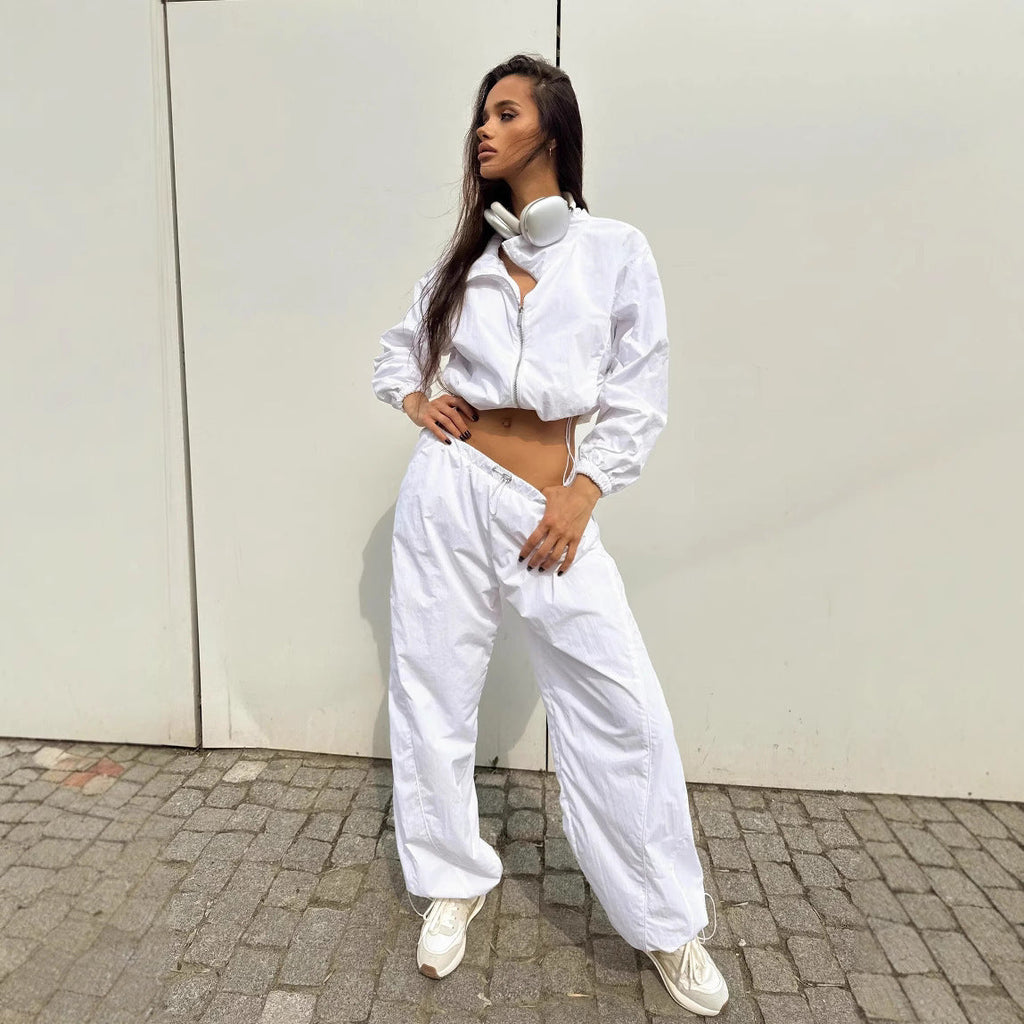 Damen sportliche Cropped Jacke mit elastischen Bündchen und praktischen Taschen WW