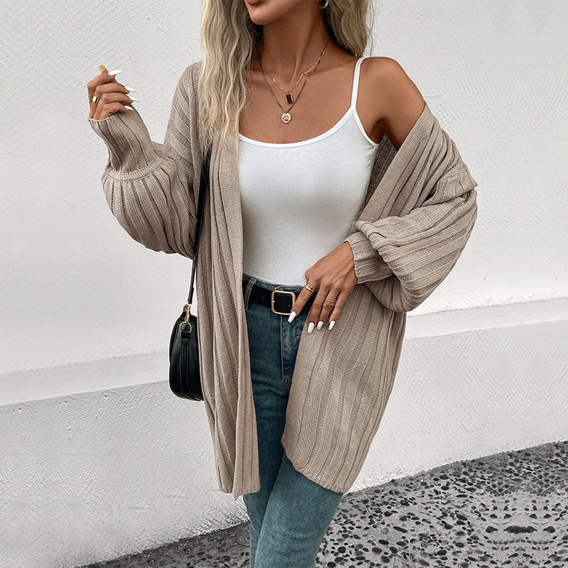 Damen Strickjacke mit tiefem V-Ausschnitt und lässigem Schnitt WW