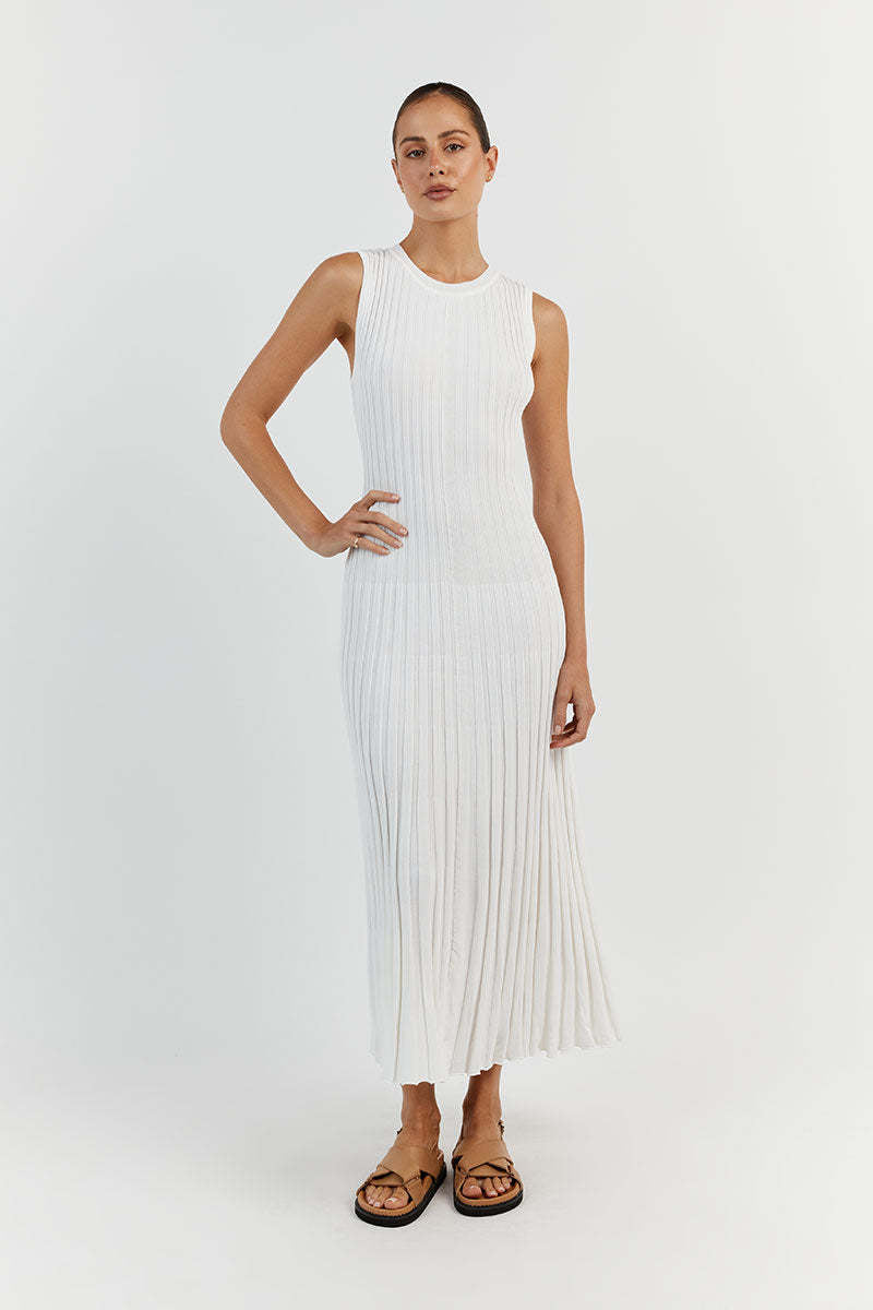 Damen figurbetontes Rippstrick-Maxikleid WW