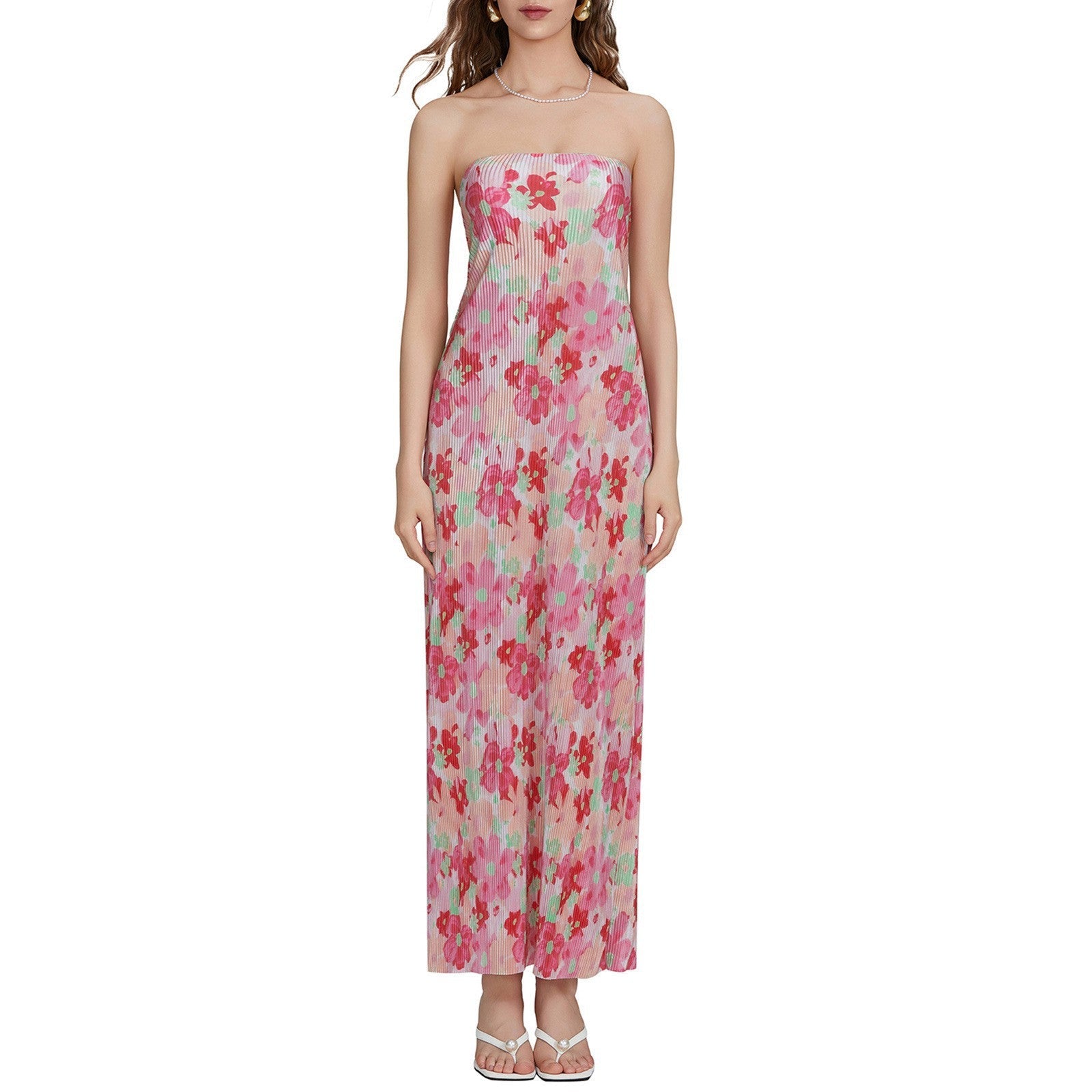 Damen Maxikleid mit buntem grafischen Muster WW