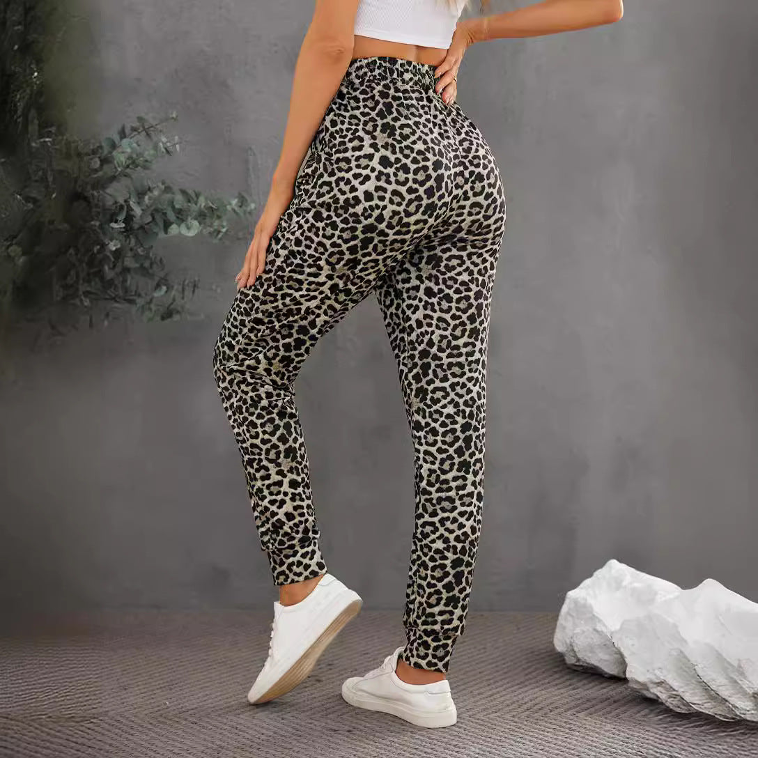 Damen Modische Sporthose im trendigen Leopardenmuster WW